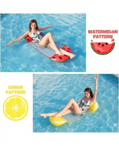 2Packs Hammock Inflatable Pool Floats in Fruit Pattern Multi-Purpose Comfortable Floating Chair for Adults&Kids with 2 Swim R...