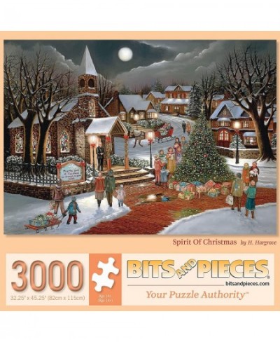 - 3000 Piece Jigsaw Puzzle for Adults 32-1/2" x 45-1/4" – Spirit of Christmas - 3000 pc Holiday Snow Chapel Christmas Tree To...