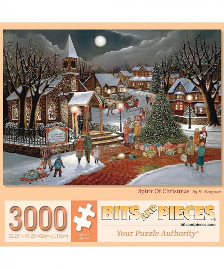 - 3000 Piece Jigsaw Puzzle for Adults 32-1/2" x 45-1/4" – Spirit of Christmas - 3000 pc Holiday Snow Chapel Christmas Tree To...