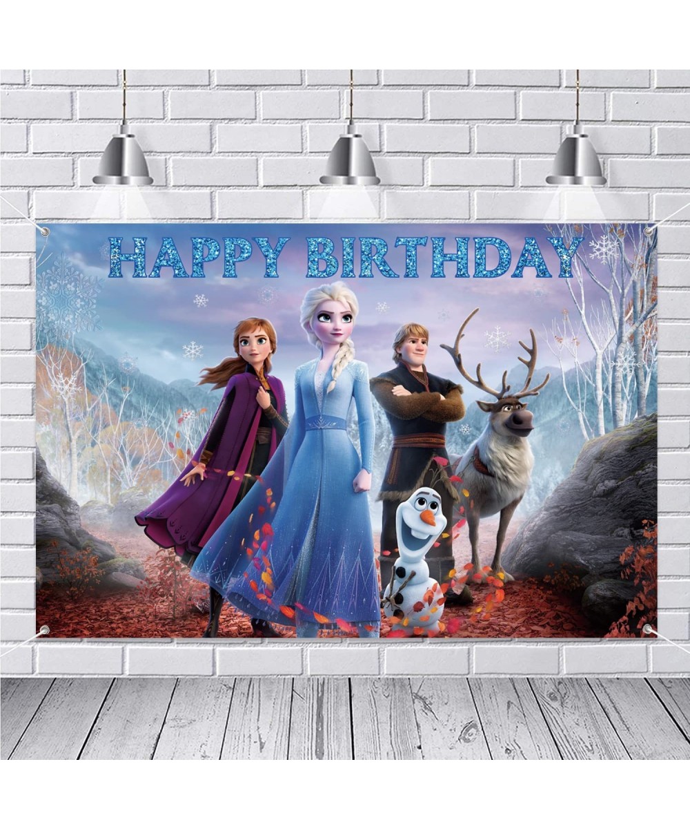 Frozen Backdrop Birthday Banner for Girl Frozen Birthday Party Decoration Princess Party Supplies Baby Shower Background $18....