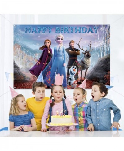 Frozen Backdrop Birthday Banner for Girl Frozen Birthday Party Decoration Princess Party Supplies Baby Shower Background $18....