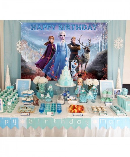 Frozen Backdrop Birthday Banner for Girl Frozen Birthday Party Decoration Princess Party Supplies Baby Shower Background $18....