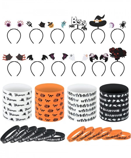 48 Halloween Party Favor Sets - 36Pcs Halloween Rubber Wristbands Silicone Bracelets and 12Pcs Halloween Headband for School ...