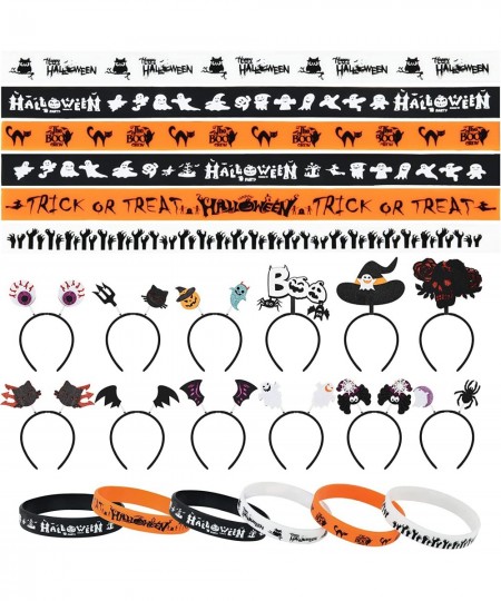 48 Halloween Party Favor Sets - 36Pcs Halloween Rubber Wristbands Silicone Bracelets and 12Pcs Halloween Headband for School ...