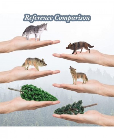 16 Pcs Woodland Animals Figures Model Trees Kit 8 Pcs Wolf Toy Figurines and 8 Pcs Mixed Plastic Trees Forest Wolf Tree Cake ...