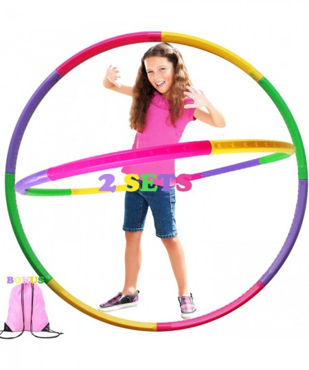 2 Set Kids Hoola Hoops w/ Gym Backpack Detachable Size Adjustable Plastic Colourful Exercise Hoop Ideal Fitness Toy Hoop for ...