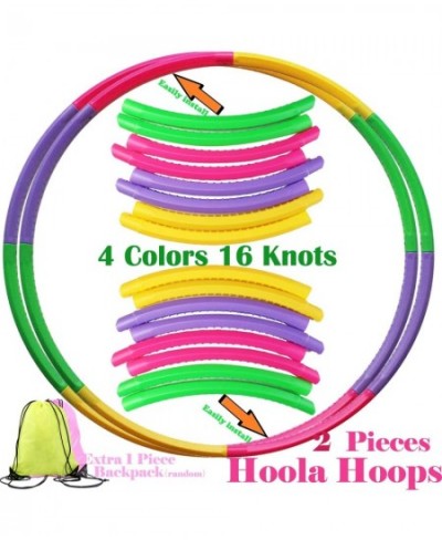 2 Set Kids Hoola Hoops w/ Gym Backpack Detachable Size Adjustable Plastic Colourful Exercise Hoop Ideal Fitness Toy Hoop for ...