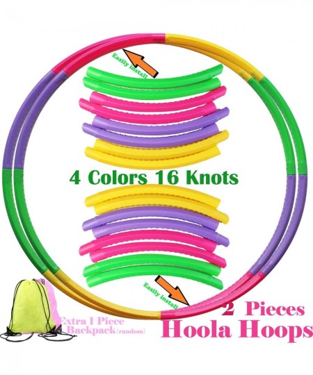 2 Set Kids Hoola Hoops w/ Gym Backpack Detachable Size Adjustable Plastic Colourful Exercise Hoop Ideal Fitness Toy Hoop for ...