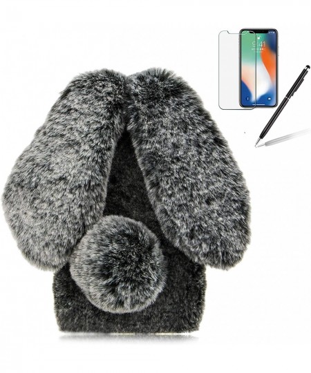 Bunny Case for OnePlus 8 Cute Rabbit Ears Warm Fluffy Handmade Rabbit Fur Soft Plush Flexible TPU Silicone Bumper Phone Shell...