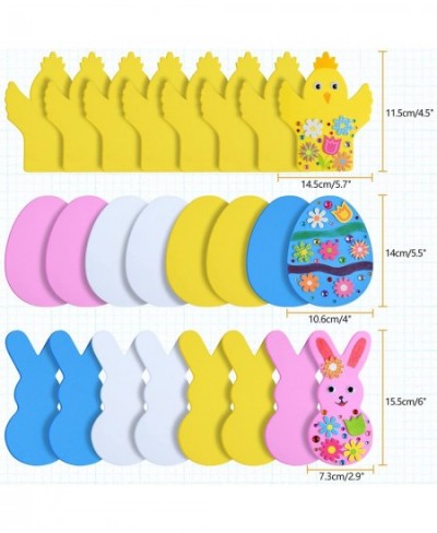 208 Pcs Easter Foam Stickers Set Easter Bunny Chick Flower Egg Foam Stickers for Easter Crafts with Rhinestones Colored Pen E...