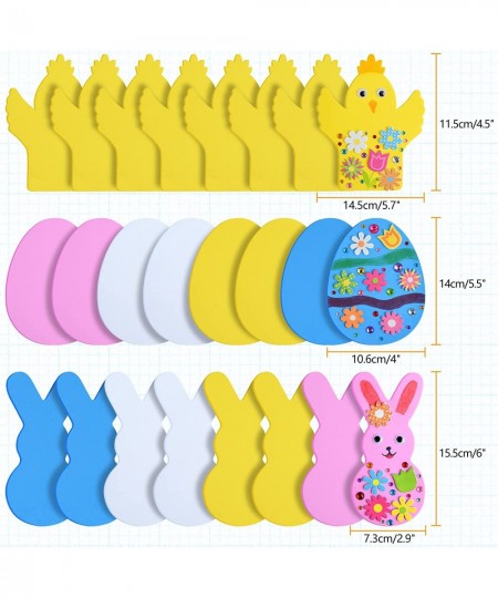 208 Pcs Easter Foam Stickers Set Easter Bunny Chick Flower Egg Foam Stickers for Easter Crafts with Rhinestones Colored Pen E...