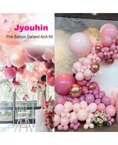 130 PCS Rose and Pink Balloon Garland Arch Kit Latex Balloons Rose Gold Butterfly Stickers Wall Decor for Wedding Party Birth...