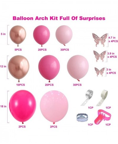 130 PCS Rose and Pink Balloon Garland Arch Kit Latex Balloons Rose Gold Butterfly Stickers Wall Decor for Wedding Party Birth...