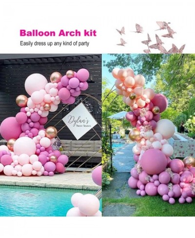 130 PCS Rose and Pink Balloon Garland Arch Kit Latex Balloons Rose Gold Butterfly Stickers Wall Decor for Wedding Party Birth...