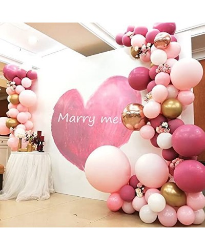 130 PCS Rose and Pink Balloon Garland Arch Kit Latex Balloons Rose Gold Butterfly Stickers Wall Decor for Wedding Party Birth...