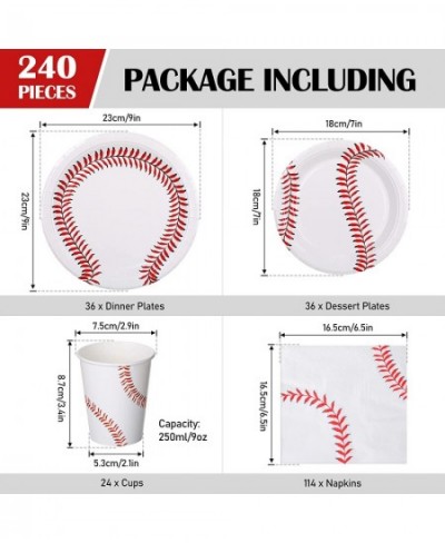 240 Pcs Baseball Party Favors Include 72 Baseball Plates 144 Baseball Napkins and 24 Baseball Cup Baseball Party Decorations ...