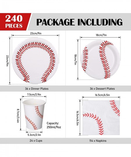 240 Pcs Baseball Party Favors Include 72 Baseball Plates 144 Baseball Napkins and 24 Baseball Cup Baseball Party Decorations ...