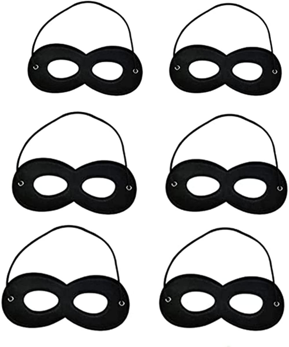 Black Superhero Felt Eye Masks 6PCS Adjustable Elastic Rope Half Masks Superhero Mask Black Eye Mask for Party Cosplay Access...