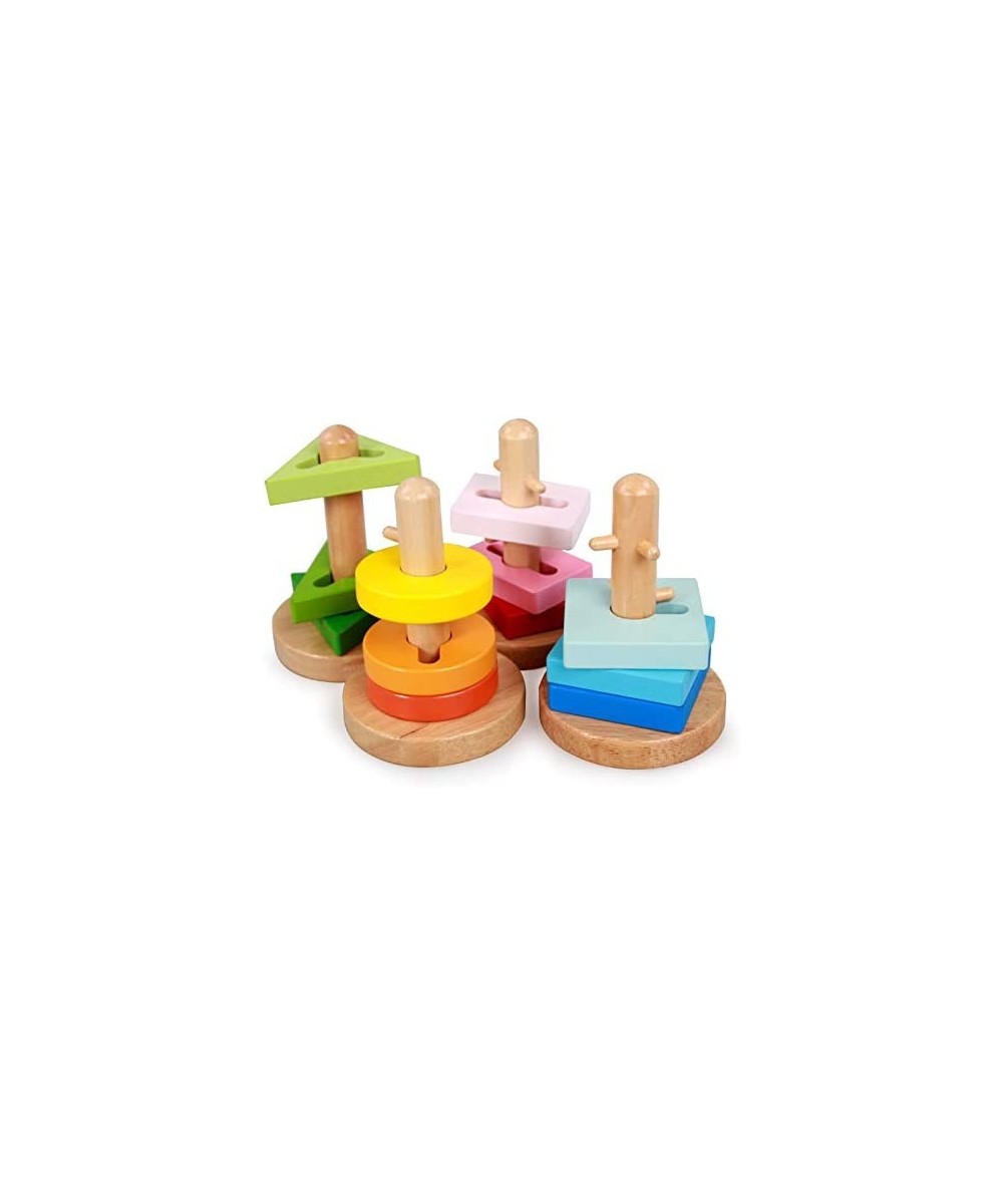 Wooden Shape Sorting Toys Stacking Toys for Toddlers Color Recognition Blocks Montessori Preschool Educational Learning Toys ...