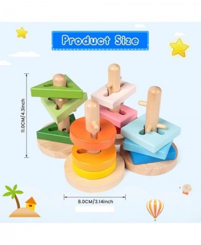 Wooden Shape Sorting Toys Stacking Toys for Toddlers Color Recognition Blocks Montessori Preschool Educational Learning Toys ...