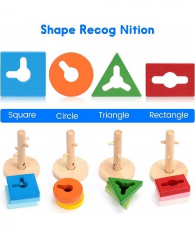 Wooden Shape Sorting Toys Stacking Toys for Toddlers Color Recognition Blocks Montessori Preschool Educational Learning Toys ...