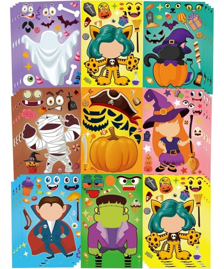 40 Sheets Halloween Party Game Stickers for Kids - Halloween Make a Face Stickers Halloween DIY Stickers Ghost Jack-o'-Lanter...