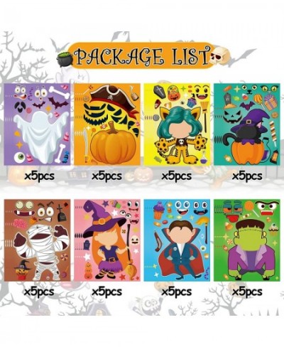 40 Sheets Halloween Party Game Stickers for Kids - Halloween Make a Face Stickers Halloween DIY Stickers Ghost Jack-o'-Lanter...