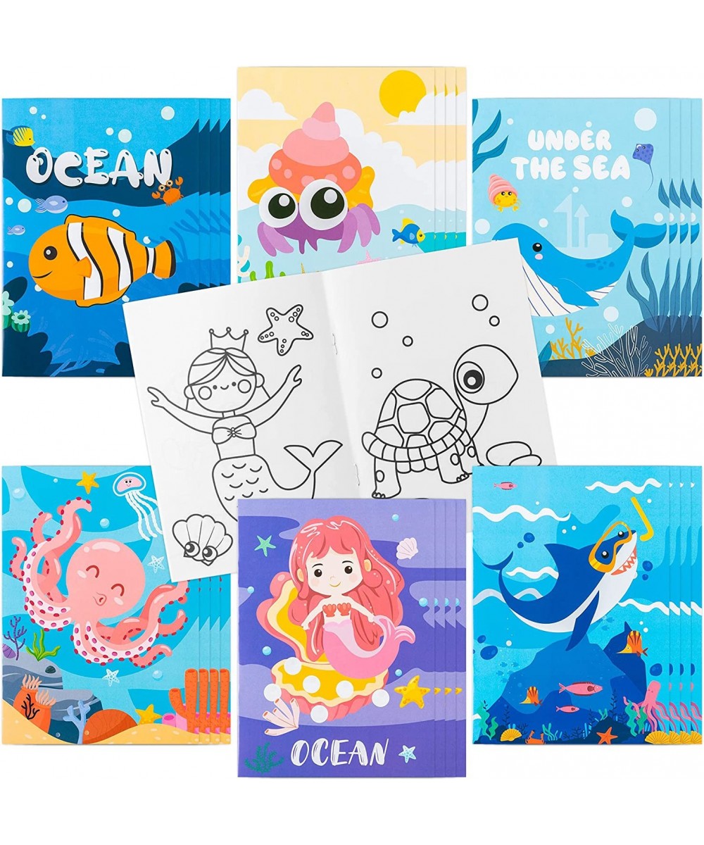 24Pcs Ocean Coloring Books Under The Sea Including Mermaid Shark Octopus Jellyfish DIY Art Drawing Pattern Birthday Party Fav...