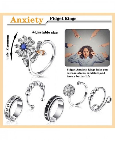 12 Pieces Fidget Anxiety Rings Including 6 Pieces Spiky Sensory Finger Rings Spinner Rings Anxiety Rings Zircon Ring with Bea...