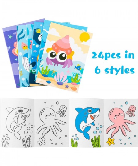 24Pcs Ocean Coloring Books Under The Sea Including Mermaid Shark Octopus Jellyfish DIY Art Drawing Pattern Birthday Party Fav...