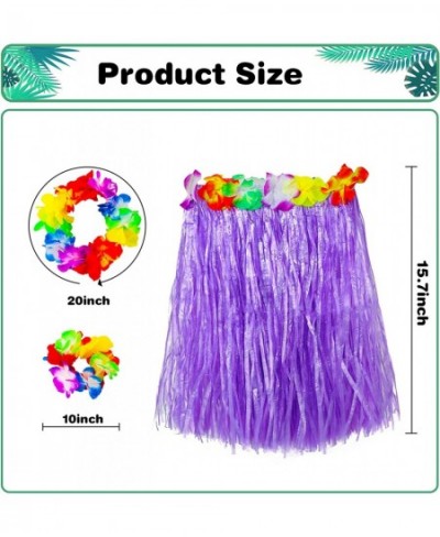 Kids Grass Skirt Bulk Includes 12PCS Hawaiian Luau Hula Skirts + 12 PCS Headbands +24PCS Wristbands for Hawaiian Themed Parti...