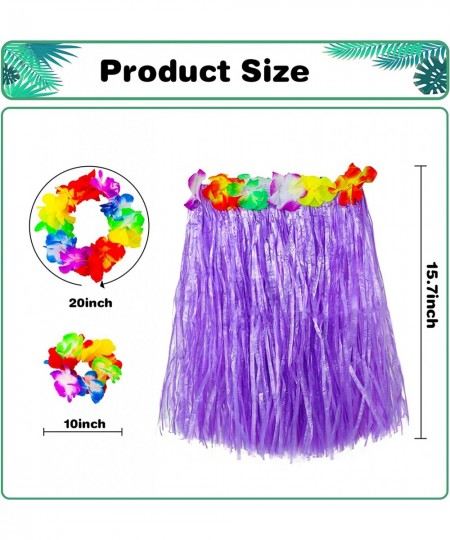 Kids Grass Skirt Bulk Includes 12PCS Hawaiian Luau Hula Skirts + 12 PCS Headbands +24PCS Wristbands for Hawaiian Themed Parti...