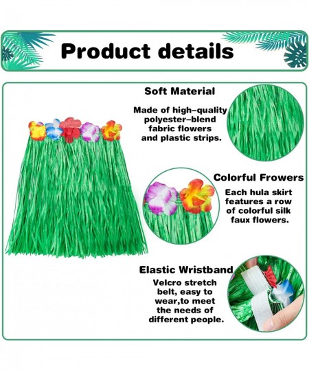 Kids Grass Skirt Bulk Includes 12PCS Hawaiian Luau Hula Skirts + 12 PCS Headbands +24PCS Wristbands for Hawaiian Themed Parti...