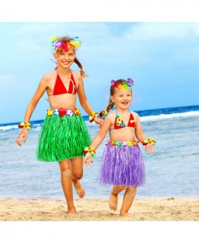 Kids Grass Skirt Bulk Includes 12PCS Hawaiian Luau Hula Skirts + 12 PCS Headbands +24PCS Wristbands for Hawaiian Themed Parti...