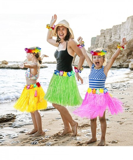 Kids Grass Skirt Bulk Includes 12PCS Hawaiian Luau Hula Skirts + 12 PCS Headbands +24PCS Wristbands for Hawaiian Themed Parti...