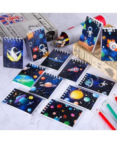 24 Pieces Outer Space Mini Spiral Notepad Solar System Mini Notebook in 12 Designs for Outer Space Party Favors 3.54 x 2.36 I...