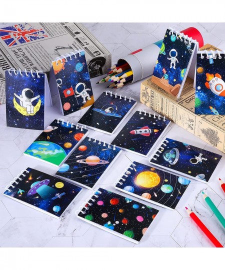 24 Pieces Outer Space Mini Spiral Notepad Solar System Mini Notebook in 12 Designs for Outer Space Party Favors 3.54 x 2.36 I...