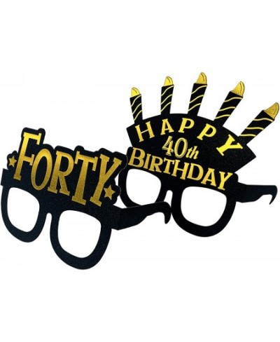 40th birthday decorations party glasses - forty birthday paper masks - black gold party supplies. 40th birthday party favors....