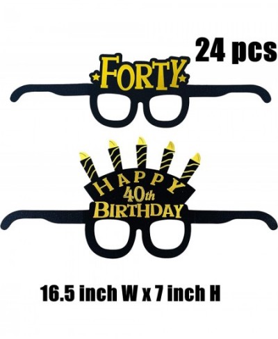 40th birthday decorations party glasses - forty birthday paper masks - black gold party supplies. 40th birthday party favors....