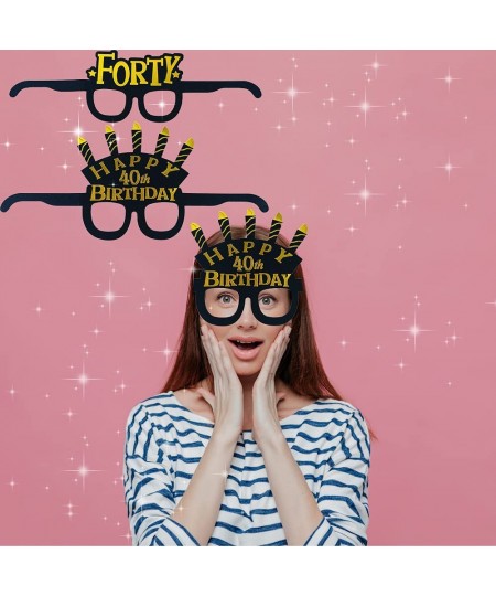 40th birthday decorations party glasses - forty birthday paper masks - black gold party supplies. 40th birthday party favors....