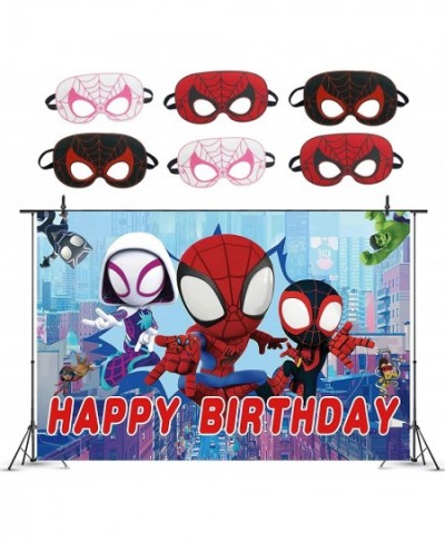 Spidey and His Amazing Friends Party Birthday Background Spider Party Supplies 5x3Ft Spidey Photo Backdrop and 6 Pcs Spidey P...