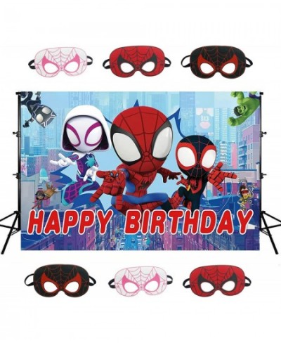 Spidey and His Amazing Friends Party Birthday Background Spider Party Supplies 5x3Ft Spidey Photo Backdrop and 6 Pcs Spidey P...