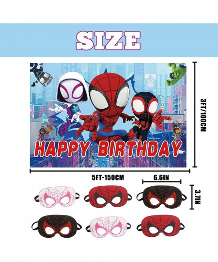 Spidey and His Amazing Friends Party Birthday Background Spider Party Supplies 5x3Ft Spidey Photo Backdrop and 6 Pcs Spidey P...