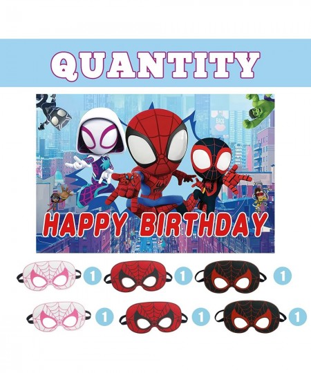 Spidey and His Amazing Friends Party Birthday Background Spider Party Supplies 5x3Ft Spidey Photo Backdrop and 6 Pcs Spidey P...