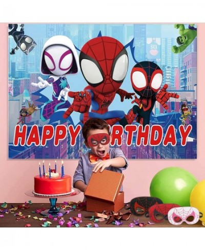 Spidey and His Amazing Friends Party Birthday Background Spider Party Supplies 5x3Ft Spidey Photo Backdrop and 6 Pcs Spidey P...