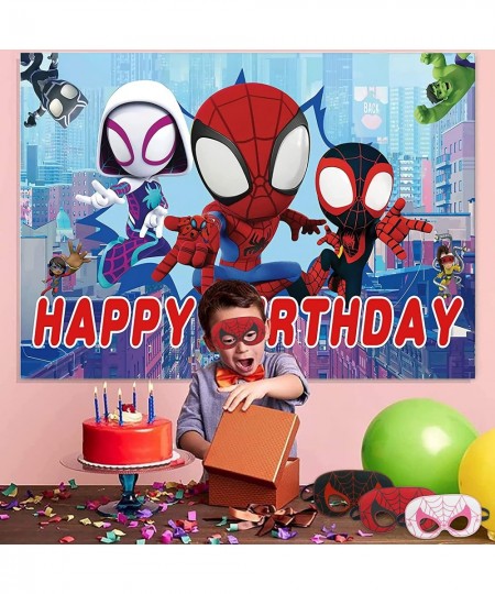 Spidey and His Amazing Friends Party Birthday Background Spider Party Supplies 5x3Ft Spidey Photo Backdrop and 6 Pcs Spidey P...