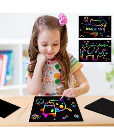 Art and Craft Gift for Kids: Rainbow Scratch Art Magic Paper Set for Girls Boys Activity Toddler Coloring Doodle Project Pres...