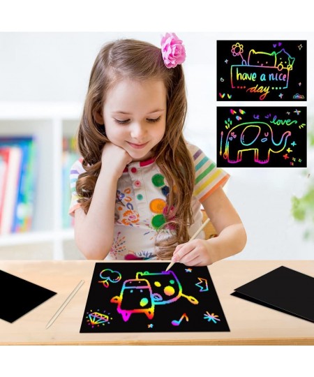 Art and Craft Gift for Kids: Rainbow Scratch Art Magic Paper Set for Girls Boys Activity Toddler Coloring Doodle Project Pres...