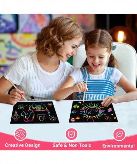 Art and Craft Gift for Kids: Rainbow Scratch Art Magic Paper Set for Girls Boys Activity Toddler Coloring Doodle Project Pres...