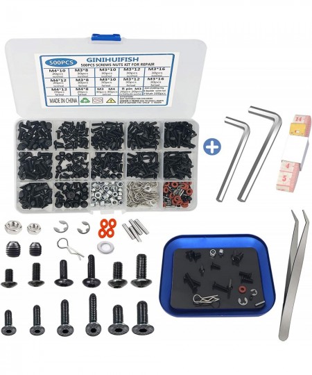 500PCS RC Screws Kit Repair Tool M3 M4 Hex Screws RC Repair Tool Kit with Magnetic Screw Tray Hardware Set for 1:8 1:10 1:12 ...